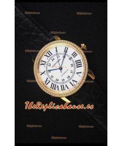 Cartier "Ronde De Cartier" Caja de Oro Amarillo, Bisel con Diamentes Creados en Laboratorio