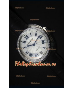 Cle De Cartier Watch 40MM Carcasa en Acero Bisel en Diamante - Reloj Replica a Escala Espejo 1:1