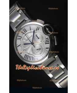 Ballon De Cartier Cronógrafo Caja en Acero Inoxidable Dial Blanco - Replica a Espejo 1:1
