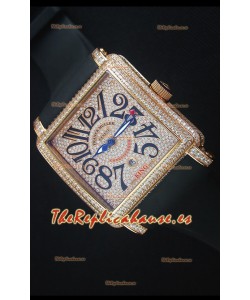 Franck Muller Conquistador King Automatic Reloj en Oro Rosado con Correa de Nylon
