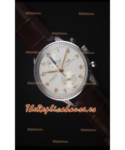 IWC Portuguese Reloj Replica Suizo Cronógrafo a Espejo 1:1 Acero Inoxidable con Diamantes