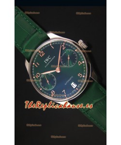 IWC Portugieser Swiss 1:1 Reloj Replica a Espejo Dial Verde, Caja en Acero