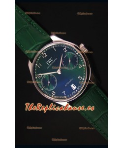 IWC Portugieser Swiss 1:1 Reloj Replica a Espejo Dial Verde, Caja en Acero