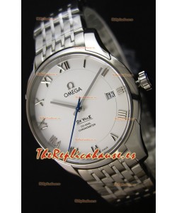Omega De-Ville Annual Calendar Reloj Réplica Suizo a espejo 1:1 Correa de Acero Dial en Blanco