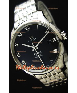 Omega De-Ville Annual Calendar Reloj Réplica Suizo a espejo 1:1 Correa de Acero Edición Dial Negro