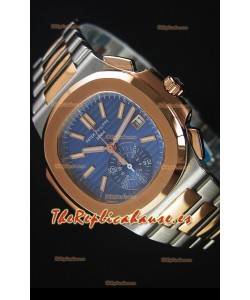 Patek Philippe Nautilus 5980 Cronógrafo Replica a Espejo 1:1 - Caja en dos Tonos - Dial Azul