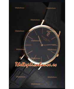 Patek Philippe Calatrava Ulta -Thin Reloj Cuarzo Suizo Caja de Oro Rosado