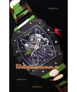 Richard Mille RM35-01 Rafael Nadal Caja de Carbón Forjado con Correa de Goma tipo Camuflaje