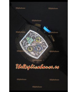 Richard Mille RM011 Filipe Massa PVD Reloj Replica Suizo en Correa de Nylon Negra