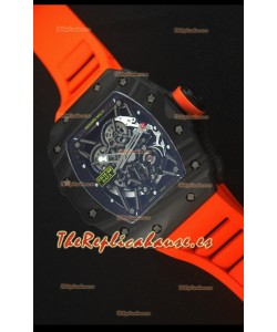 Richard Mille RM035-2 Rafael Nadal Caja de Carbón Forjado con Correa de Goma Naranja