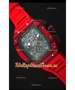 Richard Mille RM011-03 Reloj con Caja de Carbón Forjado Rojo de una sola Pieza en Correa color Rojo