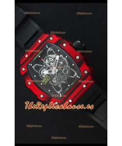Richard Mille RM35-01 Reloj con Caja de Carbón Forjado Rojo de una sola Pieza en Correa color Negro