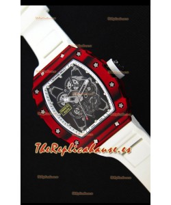 Richard Mille RM35-01 Reloj con Caja de Carbón Forjado Rojo de una sola Pieza en Correa color Blanco