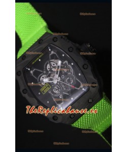 Richard Mille RM35-01 Reloj Replica Suizo Edición Rafael Nadal Correa de Nylon color Verde
