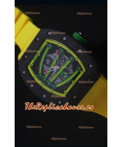 Richard Mille RM059 Yohan Blake Reloj Replica Suizo Caja en Carbón Forjado, Bisel en Amarillo