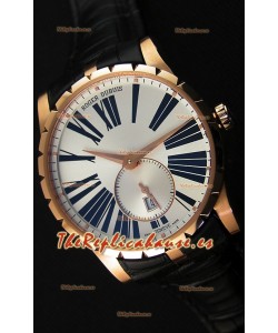 Roger Dubuis Excalibur RDDBEX0587 Oro Rosado Dial Blanco de Acerfo Reloj Réplica Suizo