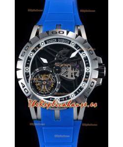 Roger Dubuis Excalibur Spider Flying Tourbillon Skeleton Caja de Titanio Reloj Suizo a Espejo 1:1