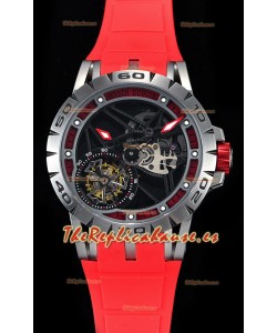 Roger Dubuis Excalibur Spider Flying Tourbillon Skeleton Caja de Titanio Reloj Suizo a Espejo 1:1