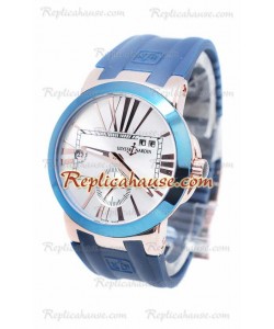 Ulysse Nardin Executive Dual Time Rose Gold Blue Strap Reloj