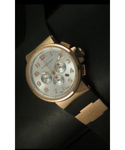 Ulysse Nardin Marine Cronógrafo en Oro Rosado, Dial Negro Numeros Arábigos - Réplica Escala 1:1