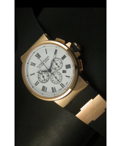 Ulysse Nardin Marine Cronógrafo en Oro Rosado, Dial Numeros Romanos - Réplica Escala 1:1