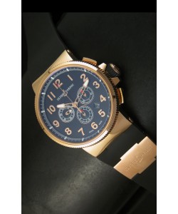 Ulysse Nardin Marine Cronógrafo en Oro Rosado, Dial Negro Numeros Arábigos - Réplica Escala 1:1