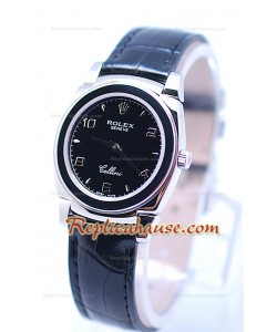Rolex Celleni Cestello Reloj Suizo Señoras Todo Negro