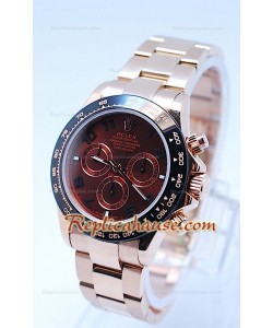 Rolex Daytona Cronógrafo Bisel MonoBloc CeraChrome con Esfera Marrón y Correa en Oro Rosa