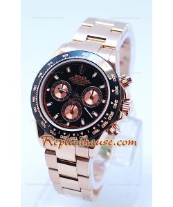 Rolex Daytona Cronógrafo Bisel MonoBloc CeraChrome, Presentación en Negro y Oro Rosa en Cuerpo y Sub-Esferas. 