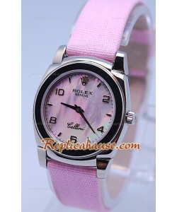 Rolex Celleni Cestello Reloj Suizo Señoras Todo Penk y Esfera Perla